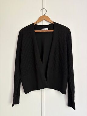 Madison Black Open-Front Knit Cardigan Small